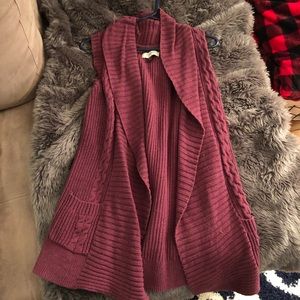 Long burgundy sweater vest